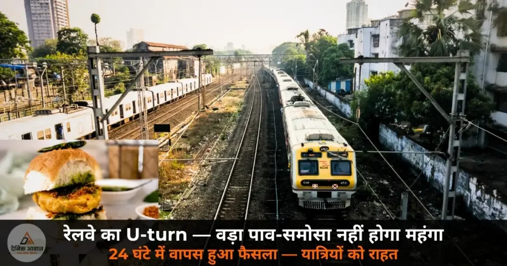 National News: रेलवे स्टेशन पर वड़ा पाव-समोसा महंगा करने का फैसला हुआ वापस — यात्रियों की जीत, पुराने रेट रहेंगे जारी