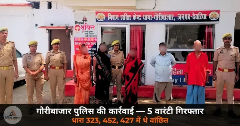 UP News: देवरिया के गौरीबाजार में 5 वारंटी गिरफ्तार — 3 साल से कोर्ट को चकमा दे रहे थे, सुबह घर पर दी दबिश