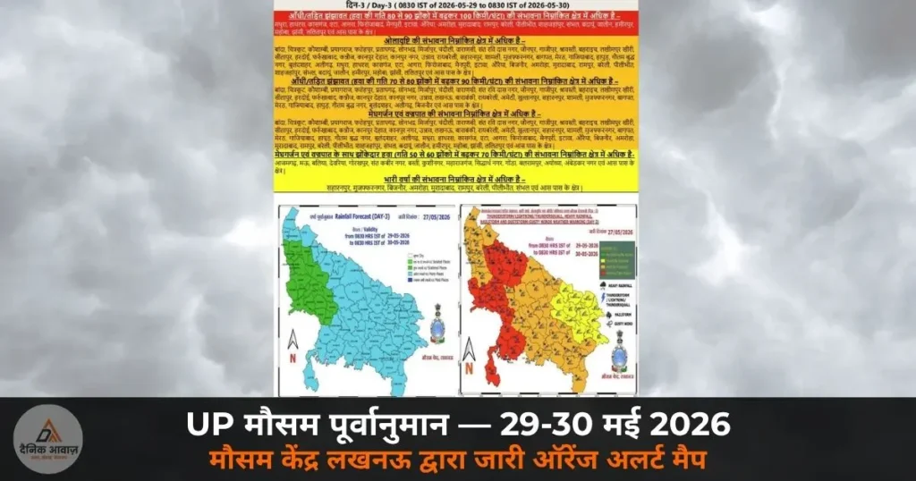 IMD UP मौसम मैप — 29-30 मई 2026 IMD UP weather forecast orange alert map 29 30 May 2026