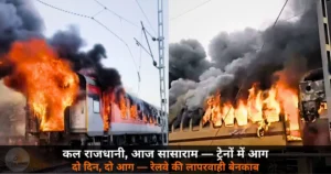 National News: लगातार दो दिन ट्रेनों में आग — कल राजधानी, आज सासाराम पैसेंजर — रेलवे की सुरक्षा व्यवस्था ठप!