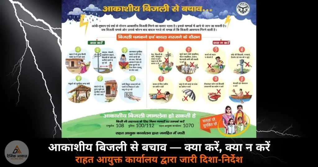 आकाशीय बिजली से बचाव — UP सरकार lightning safety tips UP government guidelines 2026